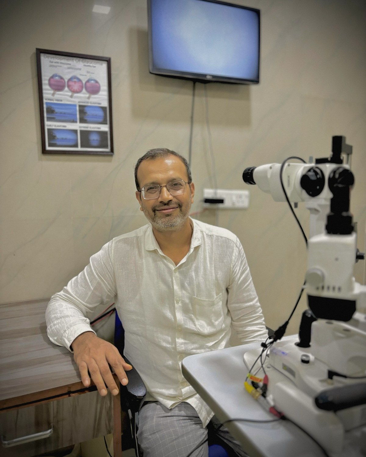 Dr. Sachin Mungale at the slit lamp