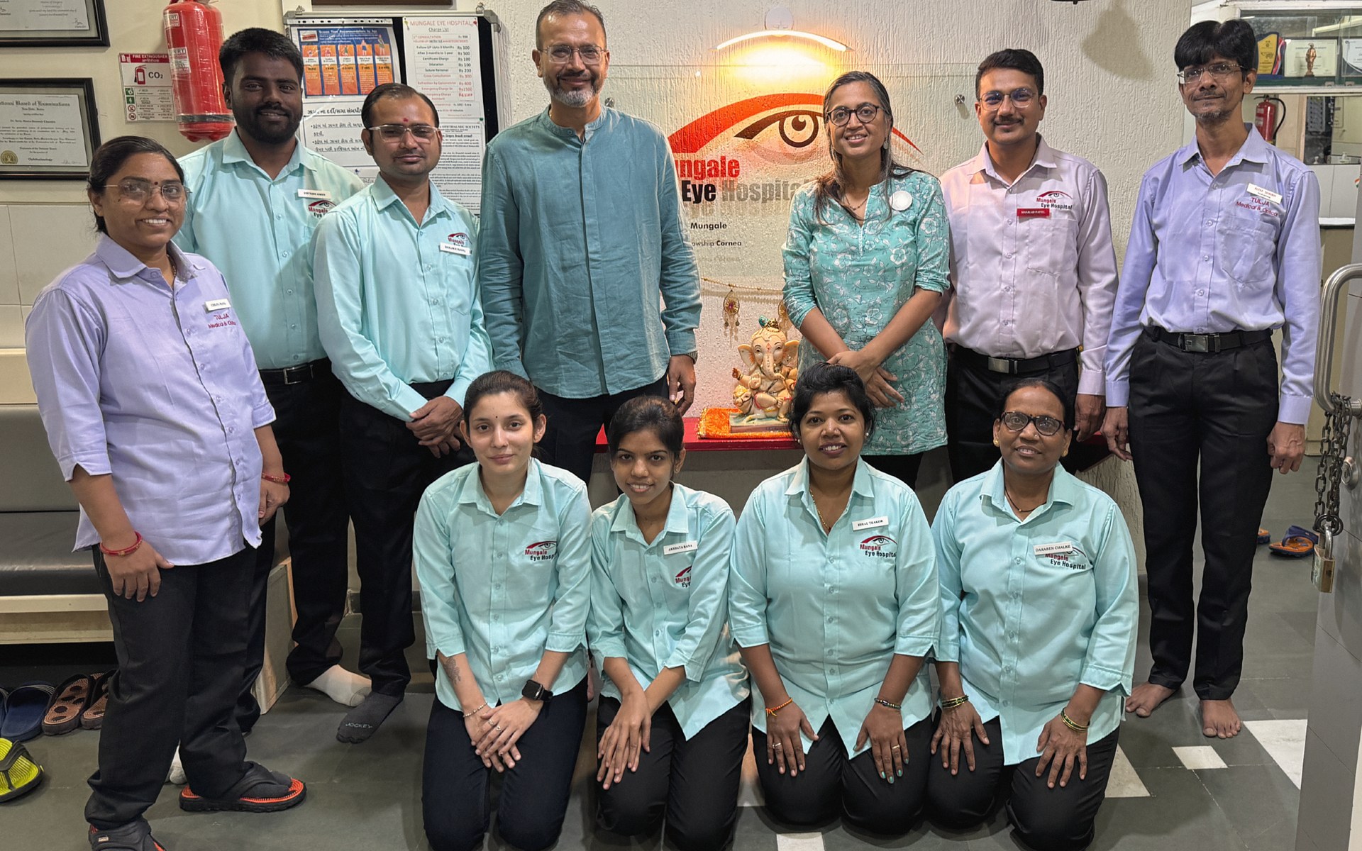The Mungale Eye Hospital team together in the lobby